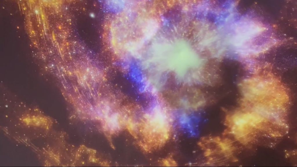 天井に広がる夜空の映像