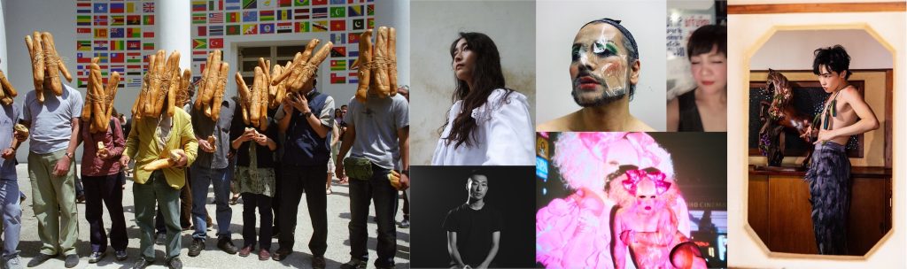 「MEET YOUR ART FESTIVAL 2025」左から）1996,Bread Men at the Venice Biennial 2001 Venice, Italy VENEZIA、和田彩花、MONDO、奈歩、高村月、山田ホアニータ、三浦琉那（左上から時計回り）
