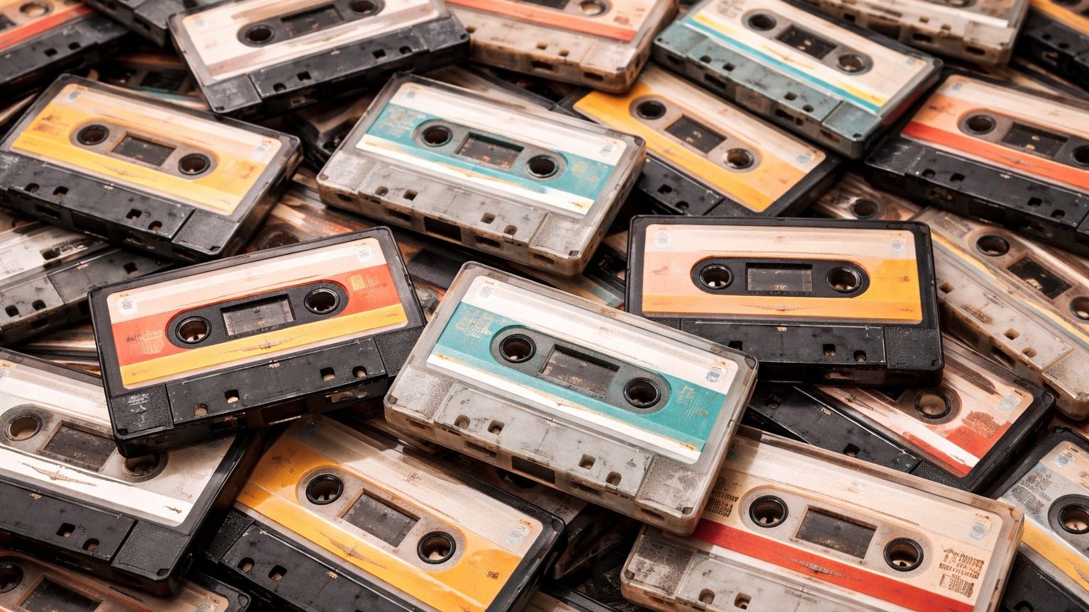たくさんのカセットが重なっている画像