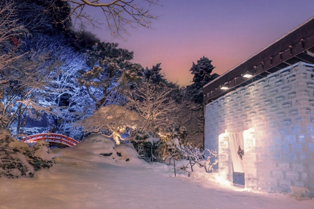 札幌料亭エルムガーデン特別企画「雪灯りのレストラン」の様子