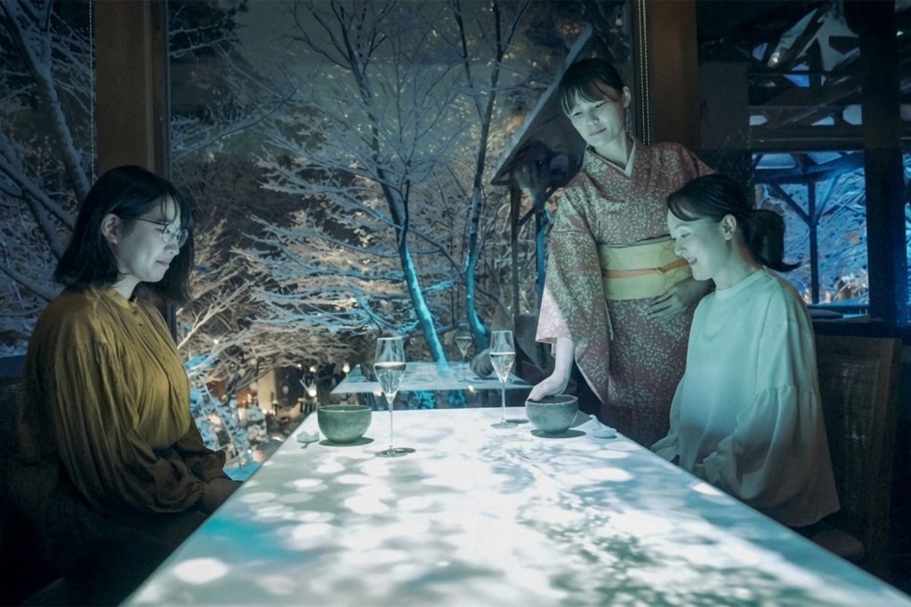 札幌料亭エルムガーデン特別企画「雪灯りのレストラン」の様子