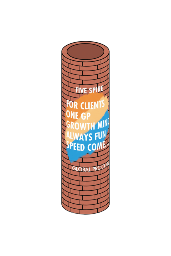 5spiritsが書いてある柱のイラスト