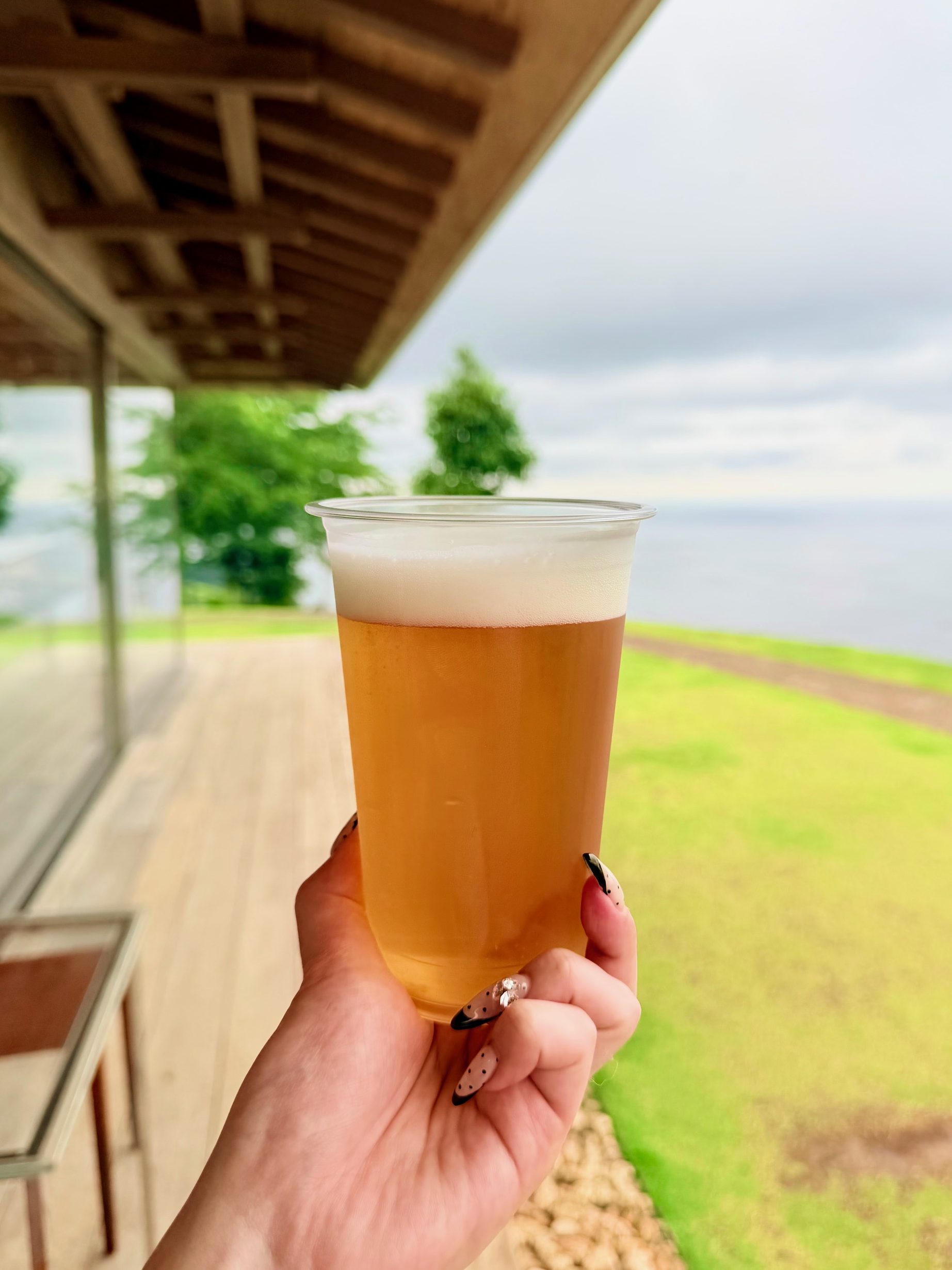 ビールと景色