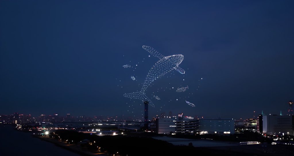 「OSAKA BAY SKYLUMINA FIREWORKS & DRONES」の様子