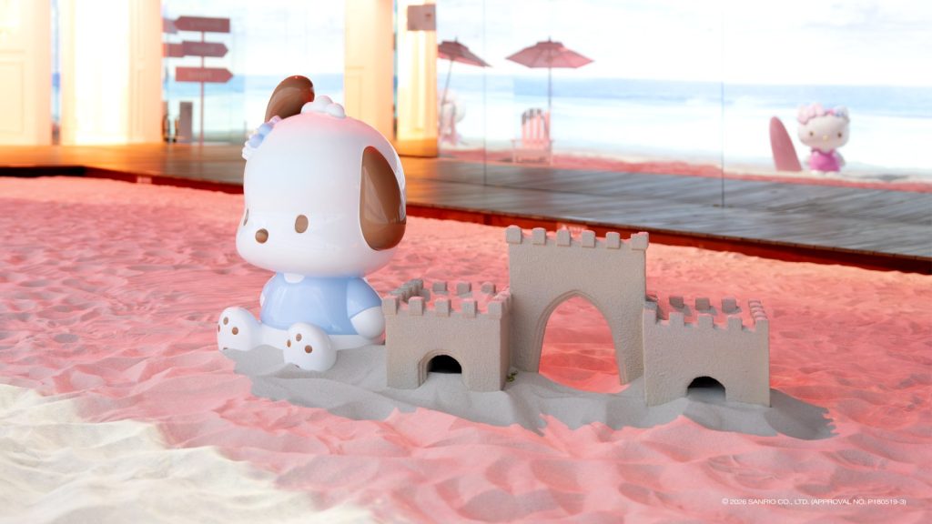 『Sanrio characters Exhibition Hotel Floria Tokyo』ポチャッコ砂浜イメージ